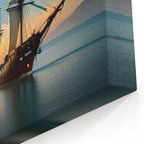Historic Tall Ship at Dawn Wall Art | Nautical Canvas for Coastal Decor