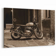 Sepia-Toned Motorcycle Wall Art - Vintage Night Ride Canvas Print