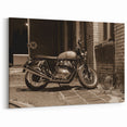 Sepia-Toned Motorcycle Wall Art - Vintage Night Ride Canvas Print