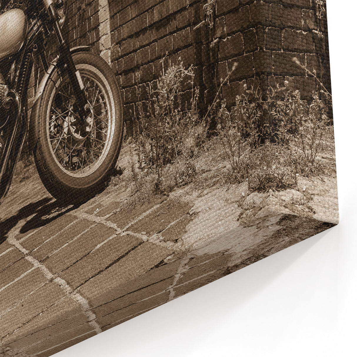 Sepia-Toned Motorcycle Wall Art - Vintage Night Ride Canvas Print