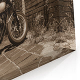 Sepia-Toned Motorcycle Wall Art - Vintage Night Ride Canvas Print