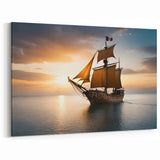 Golden Sails at Sunset Wall Art | Nautical Canvas for Coastal Elegance