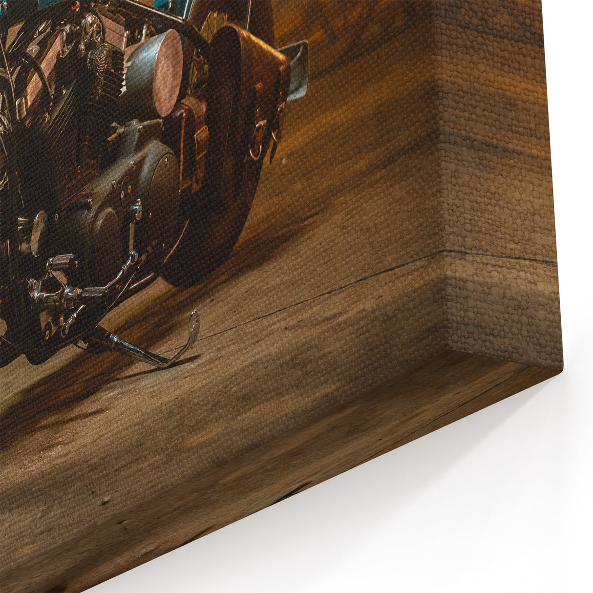 Vintage Custom Motorcycle Wall Art - Industrial Garage Canvas Print