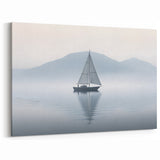 Misty Morning Sailboat Wall Art | Serene Nautical Canvas for Calm Decor