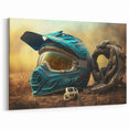 Rugged Motorcycle Helmet Wall Art - Off-Road Adventure Canvas Print