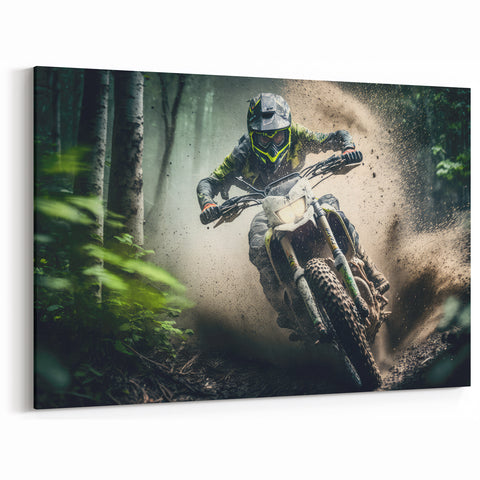 Dynamic Dirt Bike Wall Art - Off-Road Adventure Action Canvas Print
