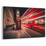 London Nightlife Red Bus Wall Art - Dynamic Service Vehicle Print