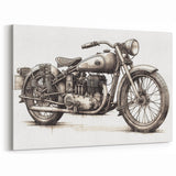 Vintage Motorcycle Sketch Art - Classic Bike Illustration Canvas Print