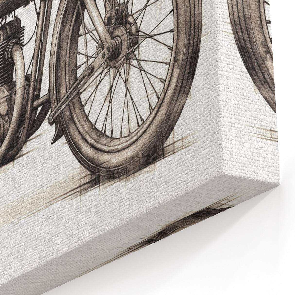 Vintage Motorcycle Sketch Art - Classic Bike Illustration Canvas Print