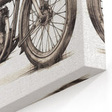 Vintage Motorcycle Sketch Art - Classic Bike Illustration Canvas Print