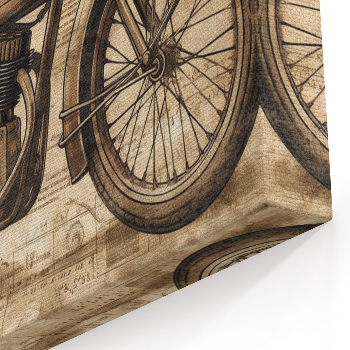 Vintage Motorcycle Blueprint Art - Antique Engineering Canvas Print