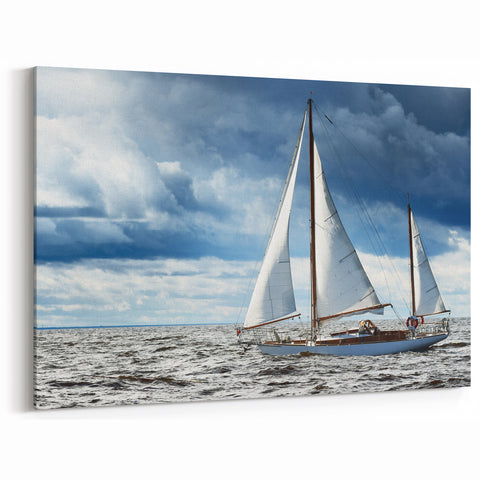 Stormy Seas Sailboat Wall Art | Nautical Canvas for Dramatic Decor