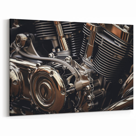 Modern Motorcycle Prints - Engine Detail Chrome Art for Wall Decor