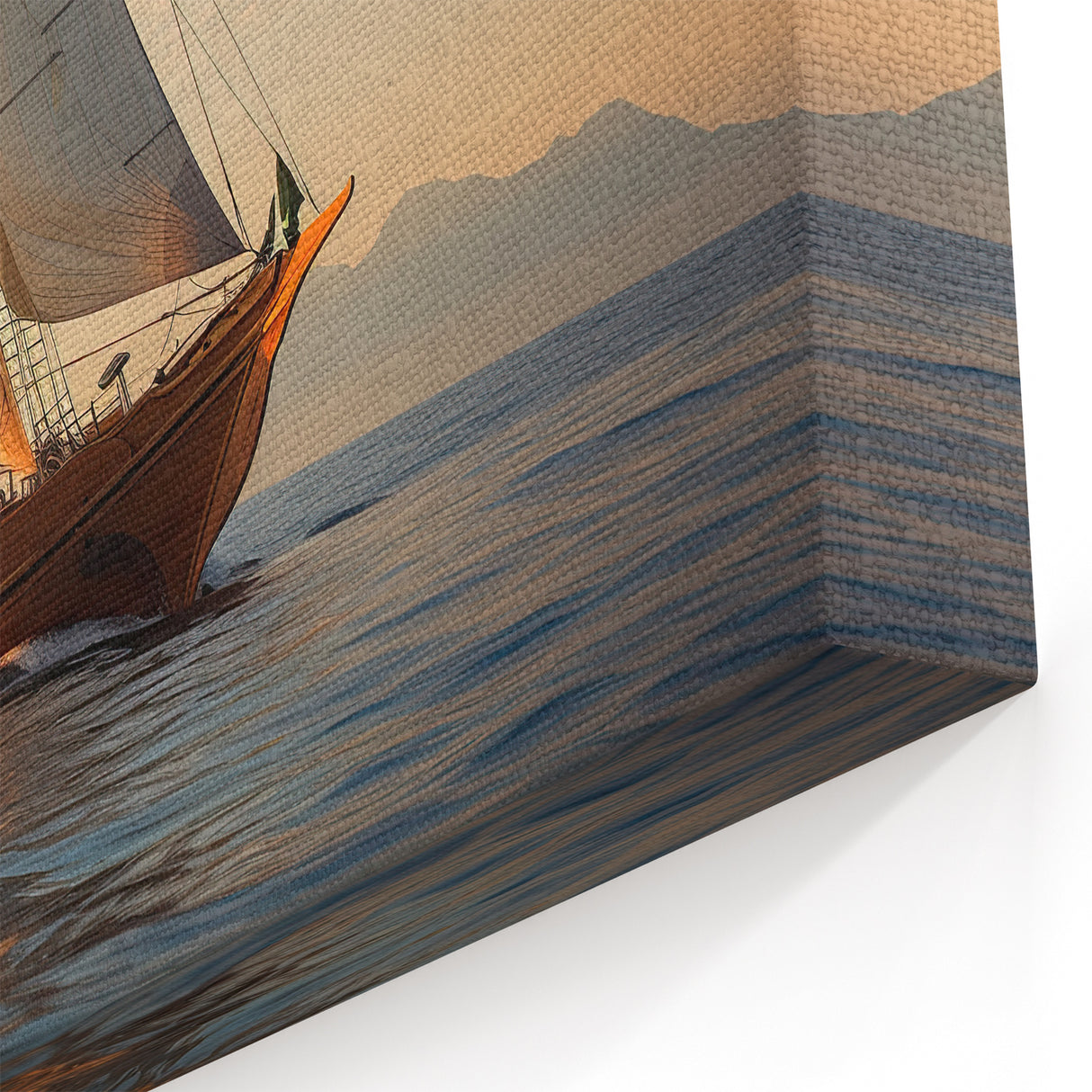 Golden Horizon Sailing - Nautical Canvas Art | Vintage Sailboat Print