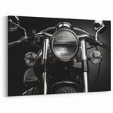 Classic Motorcycle Canvas - Monochrome Headlight Art Print