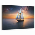 Celestial Sailing Journey - Nautical Canvas Art | Sailboat at Sunset