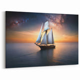 Celestial Sailing Journey - Nautical Canvas Art | Sailboat at Sunset