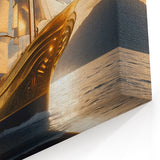 Golden Voyage Elegance - Nautical Canvas Art | Luxurious Sailboat Print