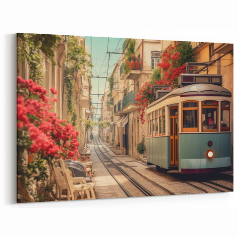 Charming Street Tram Wall Art - Mediterranean Service Vehicle Print