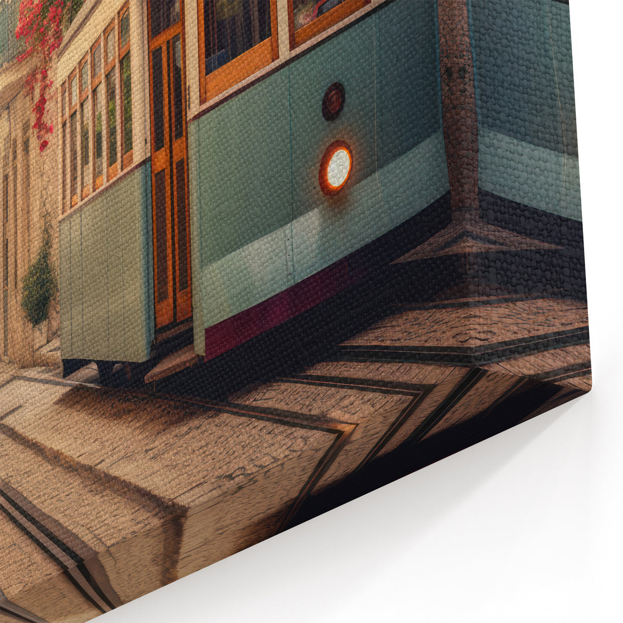 Charming Street Tram Wall Art - Mediterranean Service Vehicle Print