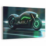 Modern Motorcycle Prints - Futuristic Neon Bike Wall Art