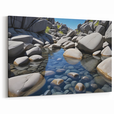 Smooth Rocks in Crystal Clear Water – Natural Rock Landscape Wall Art