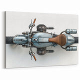 Classic Motorcycle Canvas - Top-Down Vintage Bike Art Print