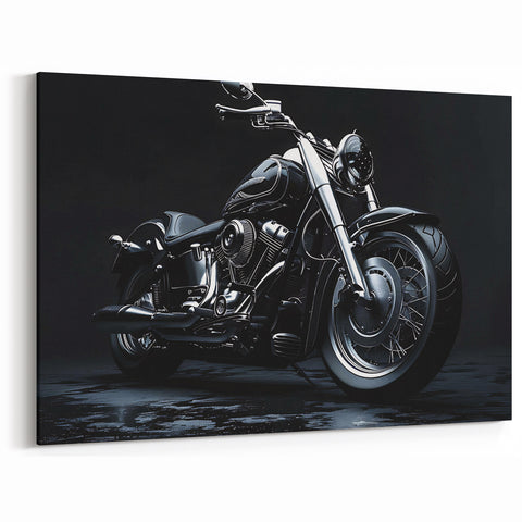 Modern Motorcycle Prints - Sleek Black Bike Chrome Wall Art
