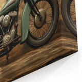 Vintage Motorcycle Art - Classic Army Green Bike Wall Print