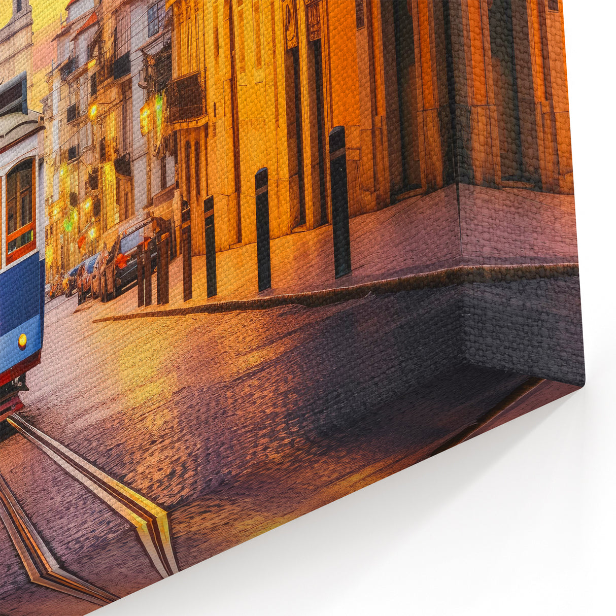 Vintage Service Vehicles Wall Art - Classic Tram at Sunset Canvas Print