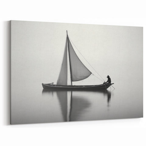 Silent Reflection - Nautical Canvas Art | Minimalist Sailboat Print