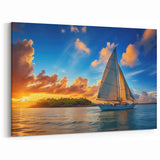 Island Sunset Sail - Nautical Canvas Art | Coastal Living Decor Print
