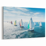 Sailboat Regatta - Nautical Canvas Art | Colorful Sailing Race Print