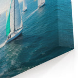 Sailboat Regatta - Nautical Canvas Art | Colorful Sailing Race Print