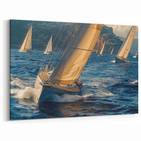 Ocean Racing Adventure - Nautical Canvas Art | Dynamic Sailboat Print