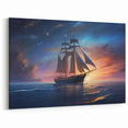 Starlit Voyage - Nautical Canvas Art | Night Sky Sailboat Print
