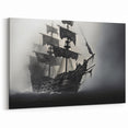 Ghost Ship in the Mist - Nautical Canvas Art | Dark Sailboat Print