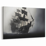 Ghost Ship in the Mist - Nautical Canvas Art | Dark Sailboat Print