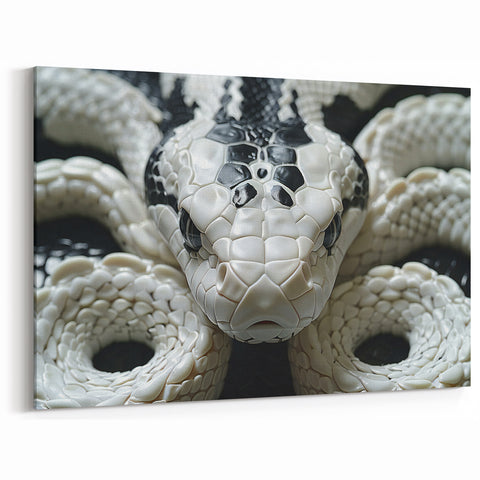 Striking Black & White Snake Wall Art - Serpent Canvas Print Decor