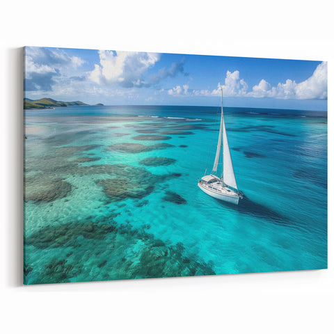 Tropical Serenity - Nautical Canvas Art | Sailboat in Crystal Waters