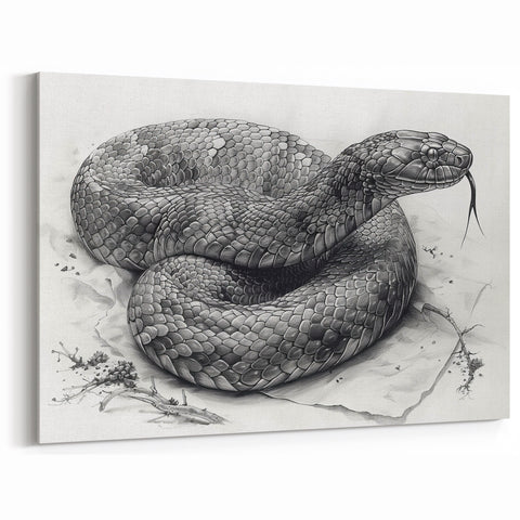 Detailed Snake Illustration Wall Art - Serpent Canvas Print for Nature Lovers