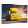 Bold Yellow Truck Wall Art - Modern Truck Photography Print on Canvas
