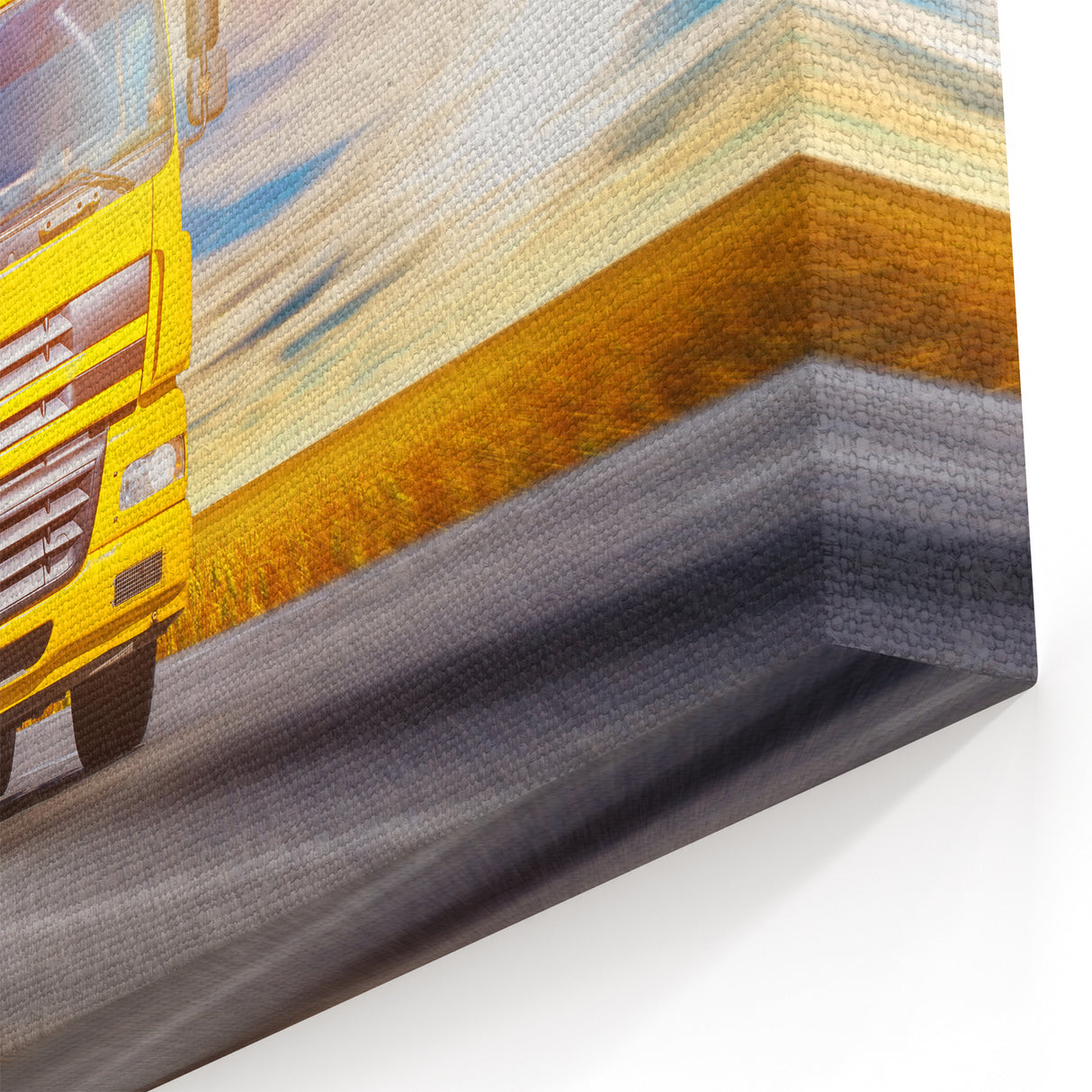 Bold Yellow Truck Wall Art - Modern Truck Photography Print on Canvas
