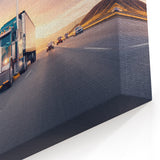 Majestic Semi-Truck at Sunset - Modern Highway Truck Wall Art Print