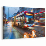 Dynamic City Bus Wall Art - Modern Service Vehicles Canvas Print