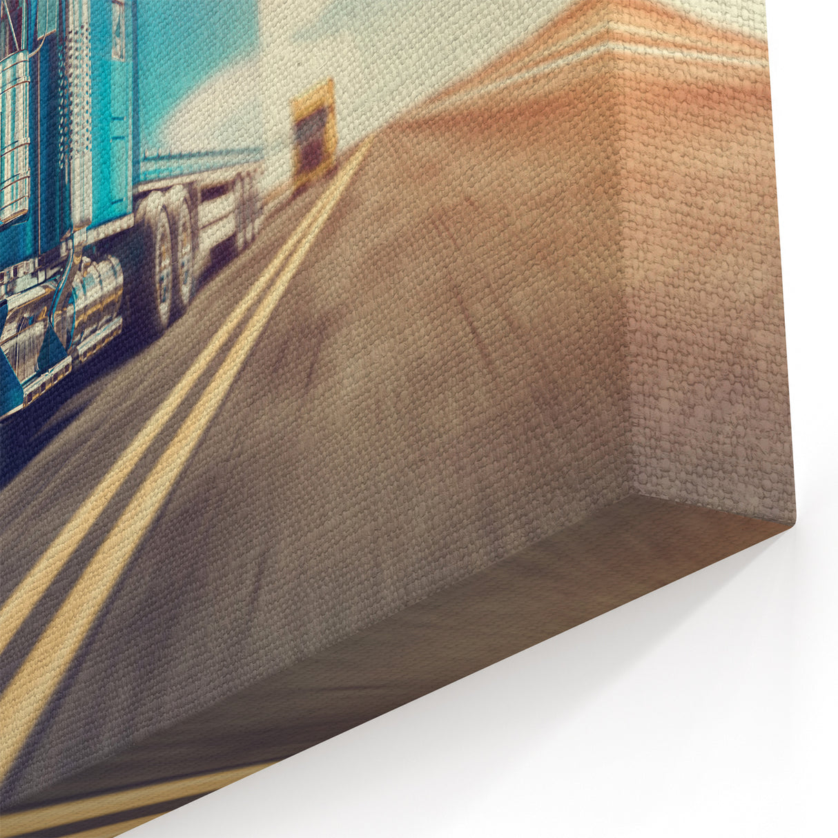 Dynamic Blue Semi-Truck Wall Art - Modern Highway Truck Canvas Print