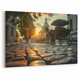 Charming Sunset Carriage Wall Art - Vintage Service Vehicle Canvas Print