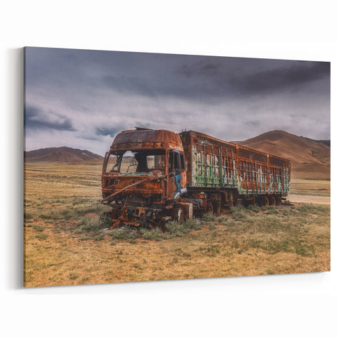 Abandoned Rusted Truck in Desert - Vintage Truck Wall Art Print
