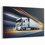 Futuristic White Truck Wall Art - Sleek Modern Highway Truck Print