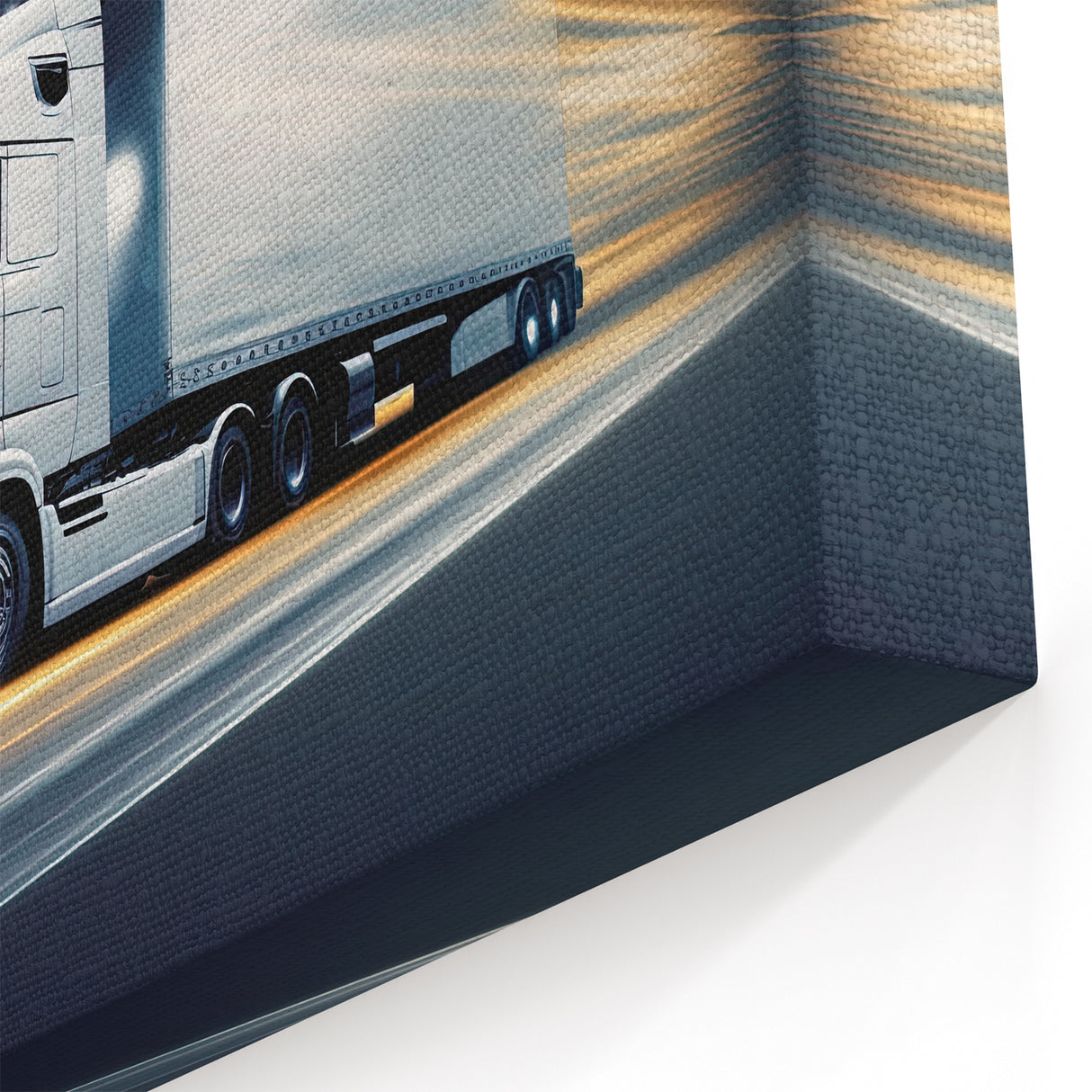 Futuristic White Truck Wall Art - Sleek Modern Highway Truck Print